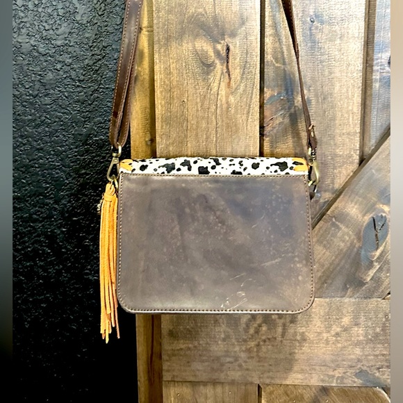 EUC Sandra Ling Speckled Hide & Brown Leather Small Bag - Picture 2 of 12